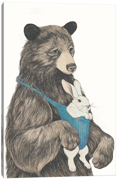 The Bear Au Pair Canvas Art Print - Rabbit Art