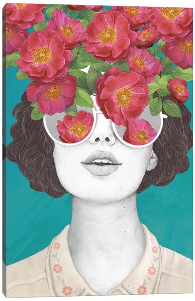 The Optimist Rose Tinted Glasses Canvas Art Print - Life in Technicolor