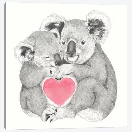 Koalas Love Hugs Canvas Print #GRV50} by Laura Graves Canvas Wall Art