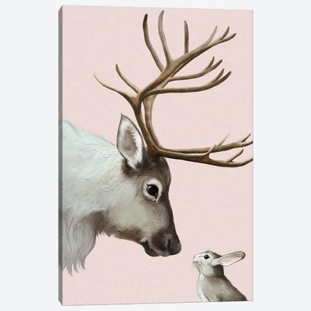 Reindeer & Rabbit Canvas Print #GRV54} by Laura Graves Art Print