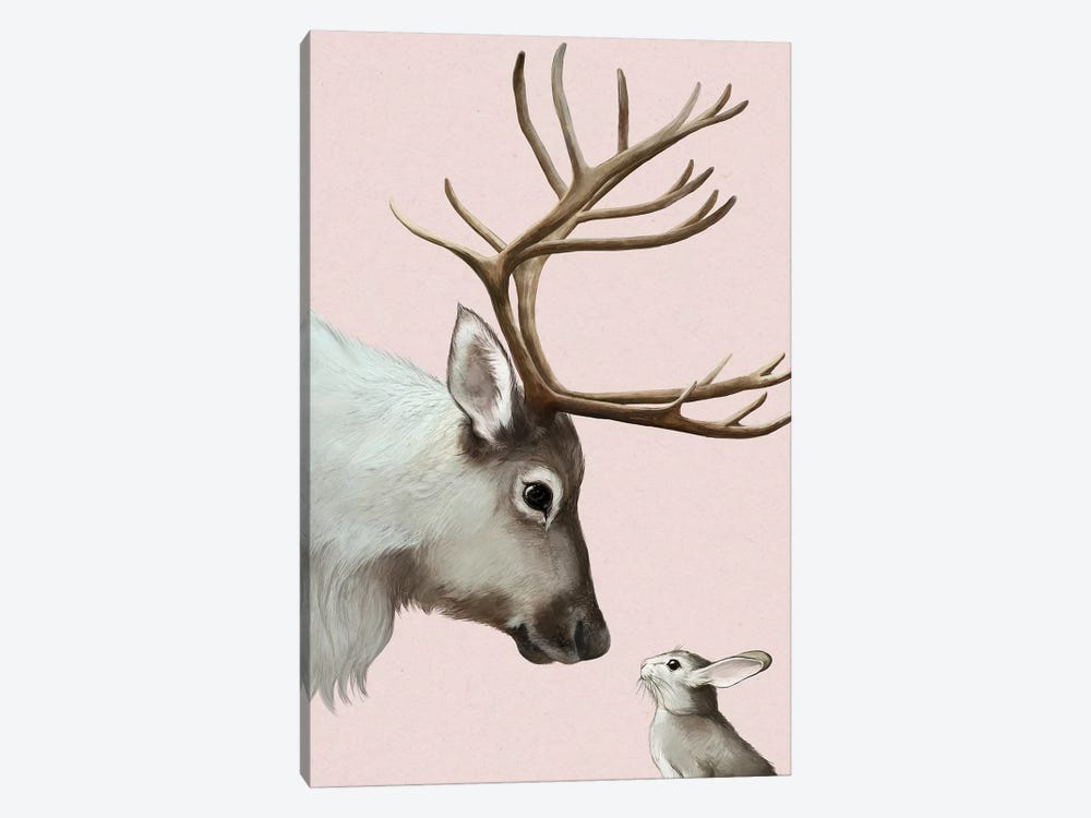 Reindeer & Rabbit by Laura Graves 1-piece Canvas Art Print