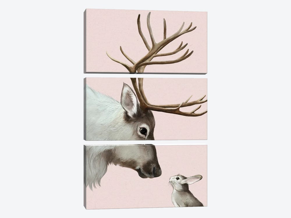 Reindeer & Rabbit by Laura Graves 3-piece Canvas Print