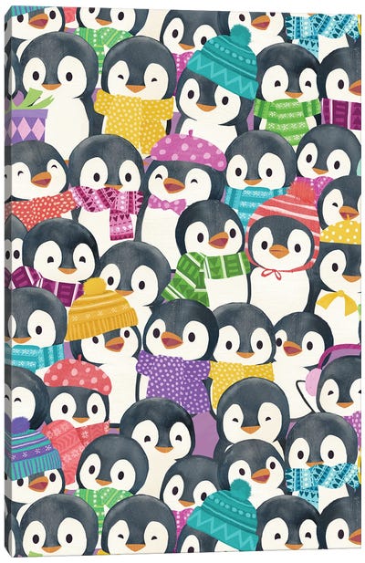 Baby Penguin Winter Walk Canvas Art Print