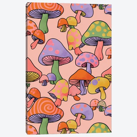 Happy Hippie Mushroom Magic Canvas Print #GRV63} by Laura Graves Art Print