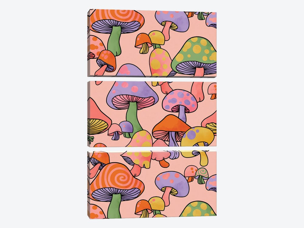 Happy Hippie Mushroom Magic by Laura Graves 3-piece Canvas Art Print