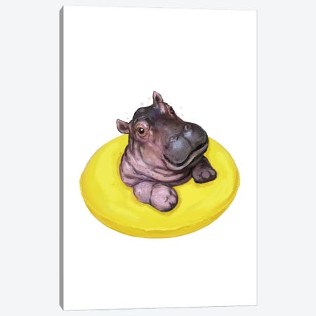 Happy Hippo Canvas Print #GRV64} by Laura Graves Canvas Wall Art