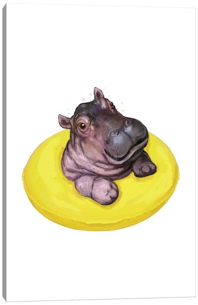 Happy Hippo Canvas Art Print - Hippopotamus Art