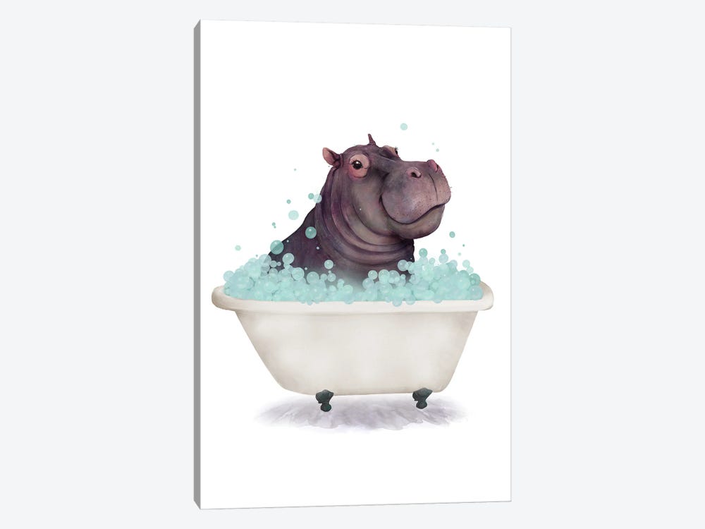Hippo In The Bathtub by Laura Graves 1-piece Canvas Print