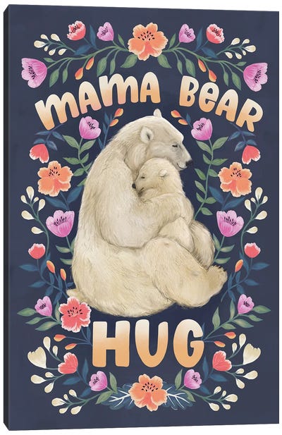 Mama Bear Hug Canvas Art Print - Polar Bear Art