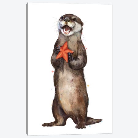 Otterly Delighted Otter Canvas Print #GRV67} by Laura Graves Canvas Artwork