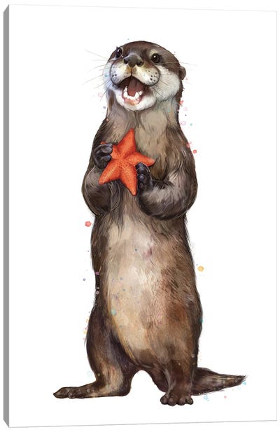Otterly Delighted Otter Canvas Art Print - Otter Art