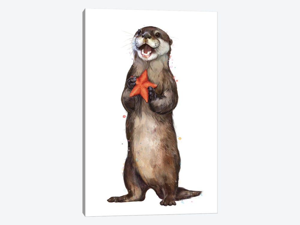 Otterly Delighted Otter by Laura Graves 1-piece Art Print