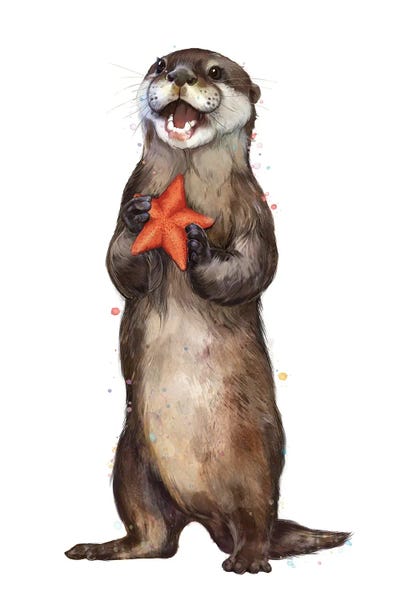 Kids Ocean Life Art: Otterly Delighted Otter by Laura Graves