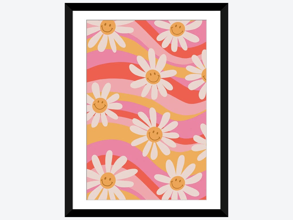| iCanvas by Laura Graves Canvas Wavy Wall Daisies Art