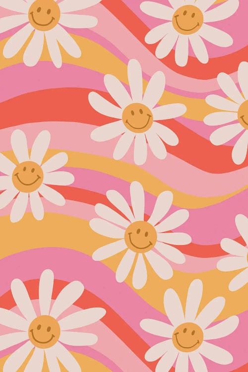 Wavy Daisies Canvas Wall Art by Laura Graves | iCanvas