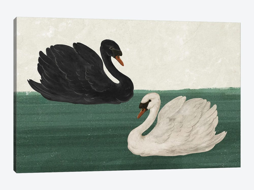 Black Swan White Swan by Laura Graves 1-piece Art Print