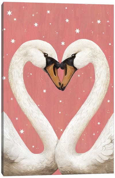 Twilight Swans Canvas Art Print - Swan Art