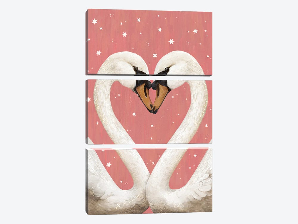 Twilight Swans by Laura Graves 3-piece Canvas Wall Art