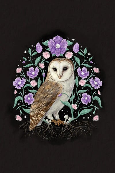 Barn Owl Floral by Laura Graves canvas print