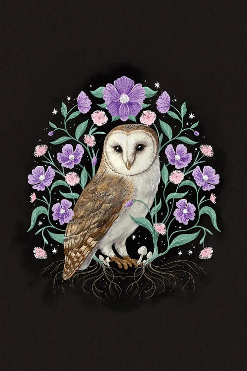 Barn Owl Floral by Laura Graves wall art