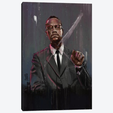 Malcolm X Canvas Print #GRW23} by Gordon Rowe Canvas Artwork