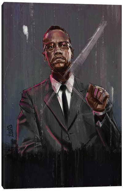 Malcolm X Canvas Art Print - Gordon Rowe