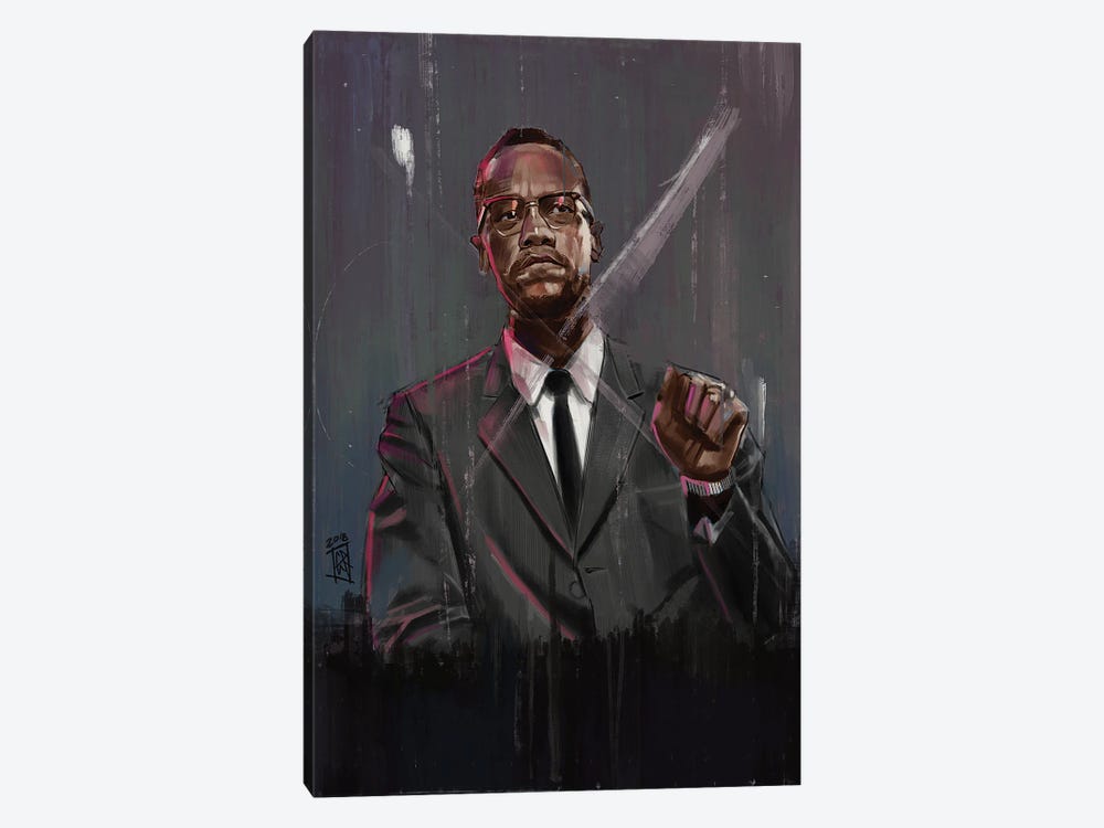Malcolm X by Gordon Rowe 1-piece Canvas Wall Art