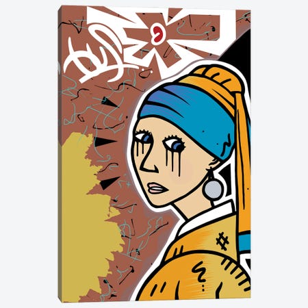 Pearl With The Girl Earring Canvas Print #GSC10} by GusColors Canvas Artwork