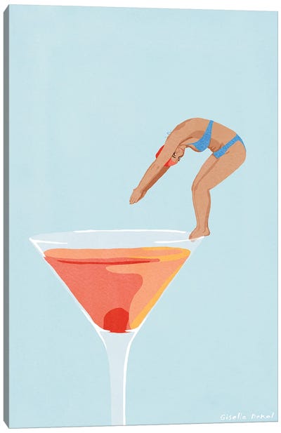 Cocktail Dip Canvas Art Print - Swimming Art