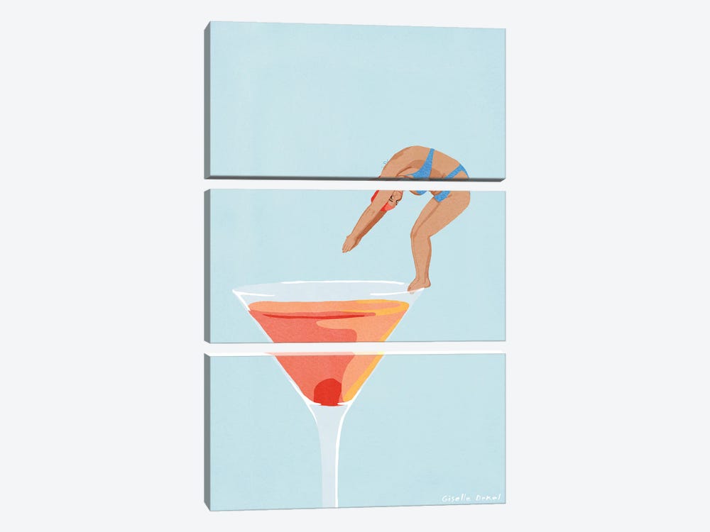 Cocktail Dip by Giselle Dekel 3-piece Canvas Wall Art
