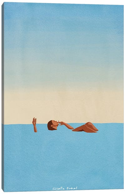 Floating Away Canvas Art Print - Swimming Art
