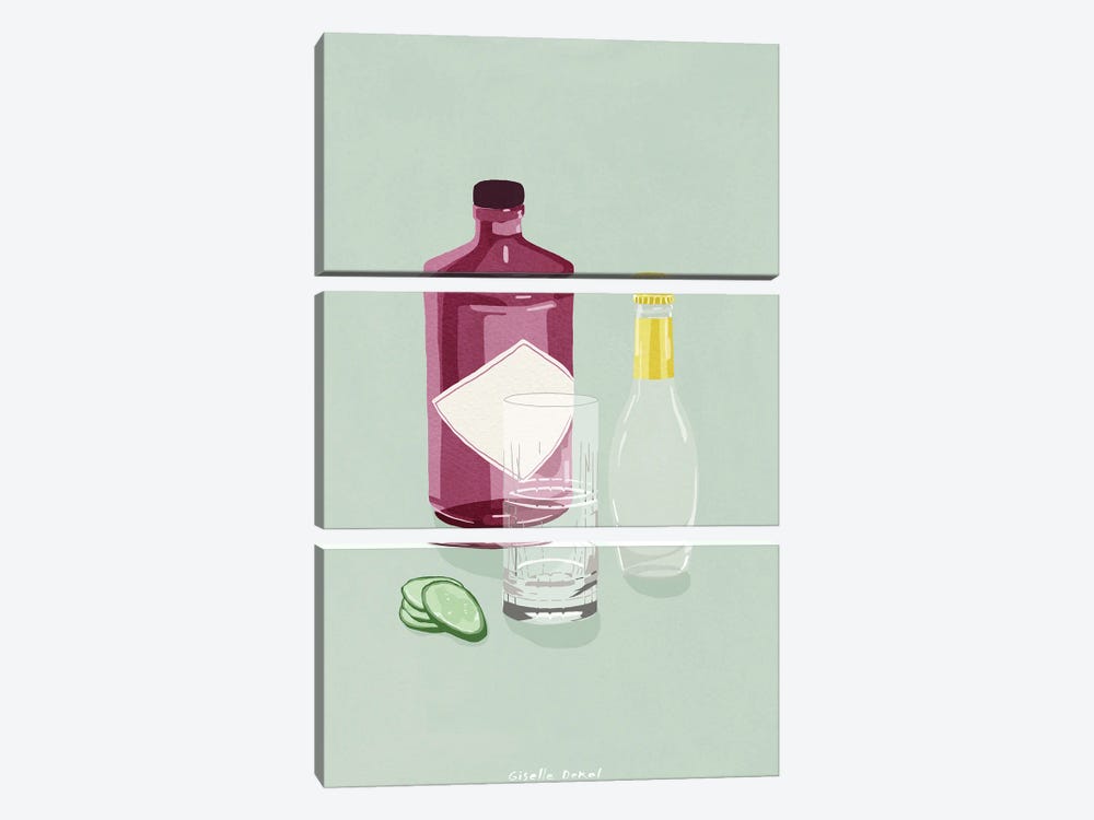 Gin Tonic by Giselle Dekel 3-piece Canvas Print