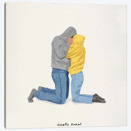 Hoodie Hug Canvas Print #GSD39} by Giselle Dekel Art Print