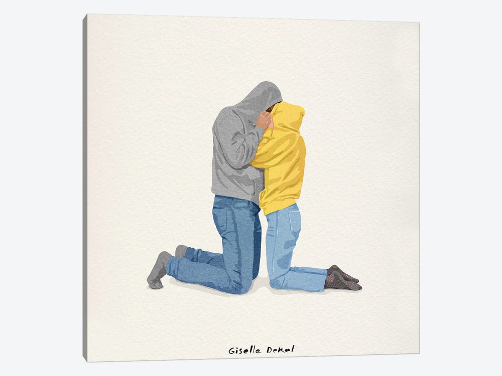 Hoodie Hug by Giselle Dekel 1-piece Canvas Art