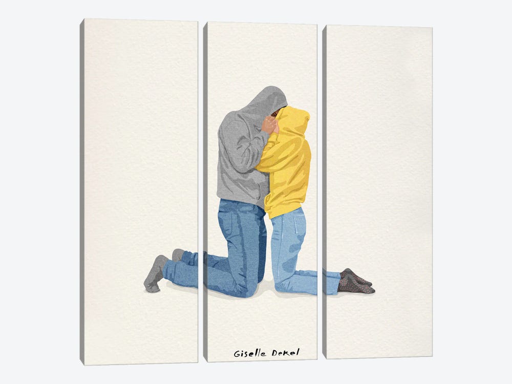 Hoodie Hug by Giselle Dekel 3-piece Canvas Wall Art