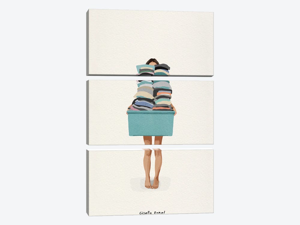 Laundry Basket by Giselle Dekel 3-piece Canvas Art Print
