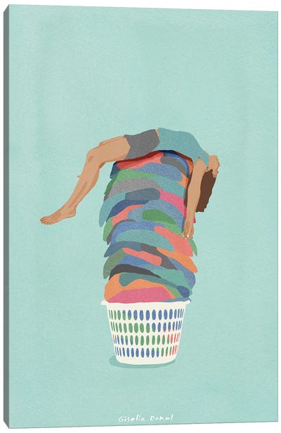 Laundry Day Canvas Art Print - Teal Art