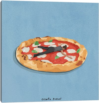 Pizza Girl Canvas Art Print - Minimalist Kitchen Art