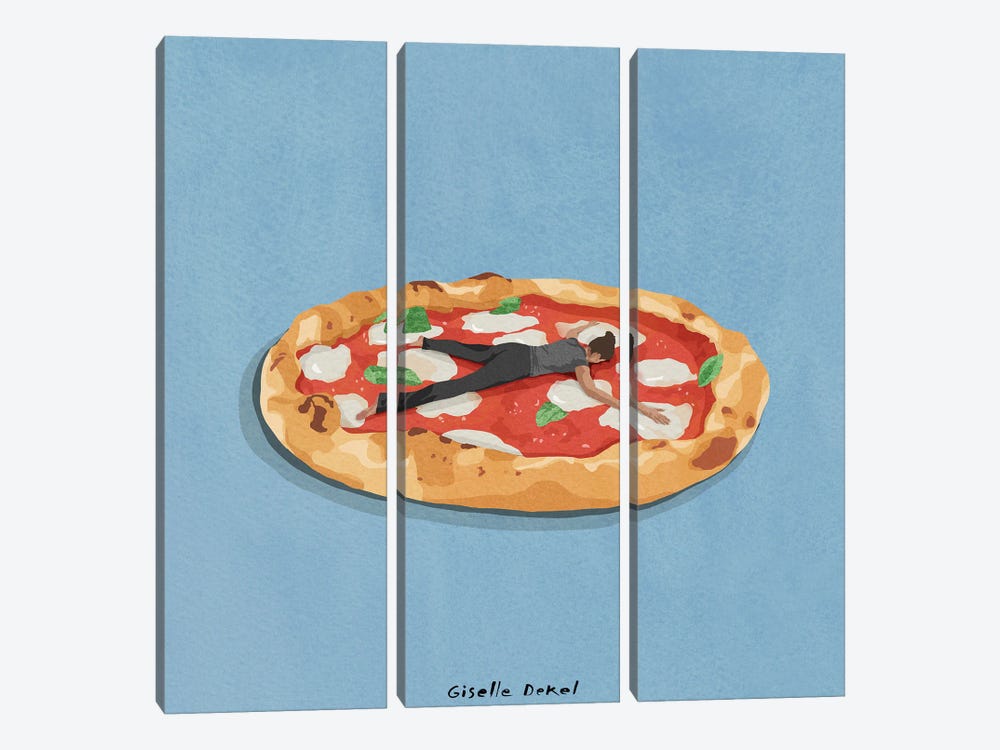 Pizza Girl by Giselle Dekel 3-piece Canvas Print
