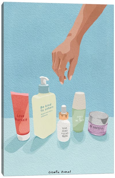 Skin Care Routine Canvas Art Print - Self-Care Art