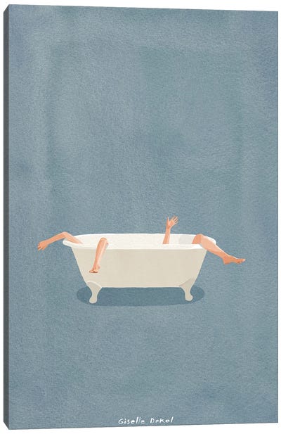 In The Tub Canvas Art Print - Minimalist Bathroom Art