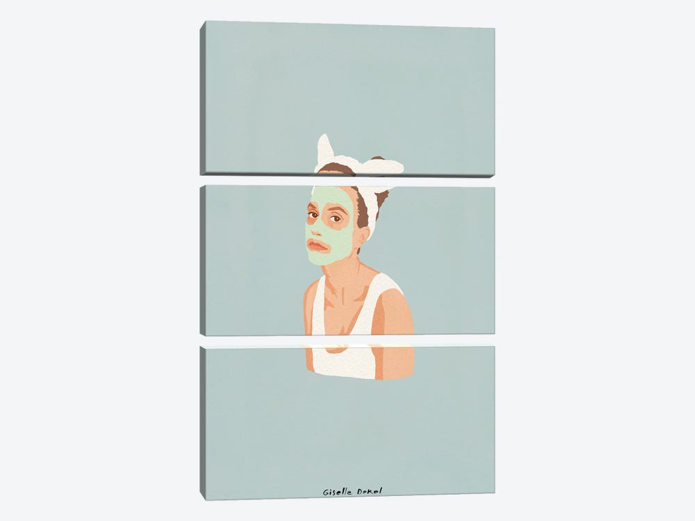 Face Mask Bunny by Giselle Dekel 3-piece Canvas Art Print
