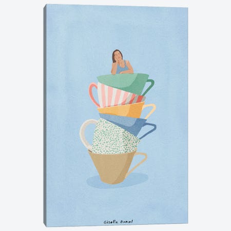 Too Much Coffee Canvas Print #GSD68} by Giselle Dekel Canvas Artwork