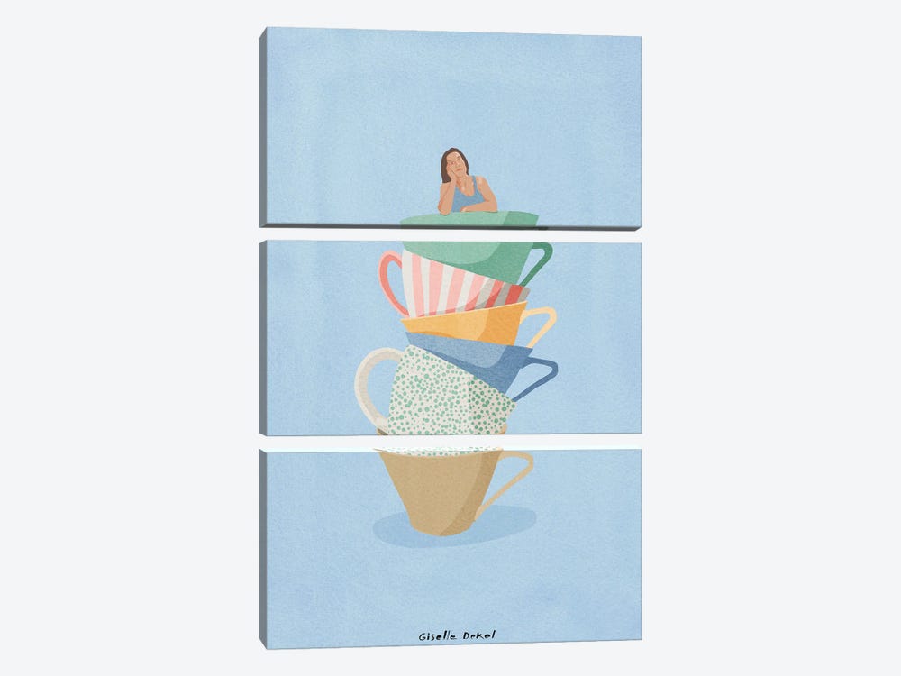Too Much Coffee by Giselle Dekel 3-piece Canvas Artwork