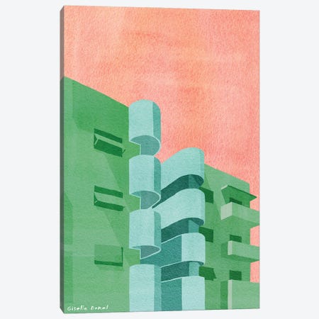 Green Bauhaus Canvas Print #GSD7} by Giselle Dekel Canvas Wall Art