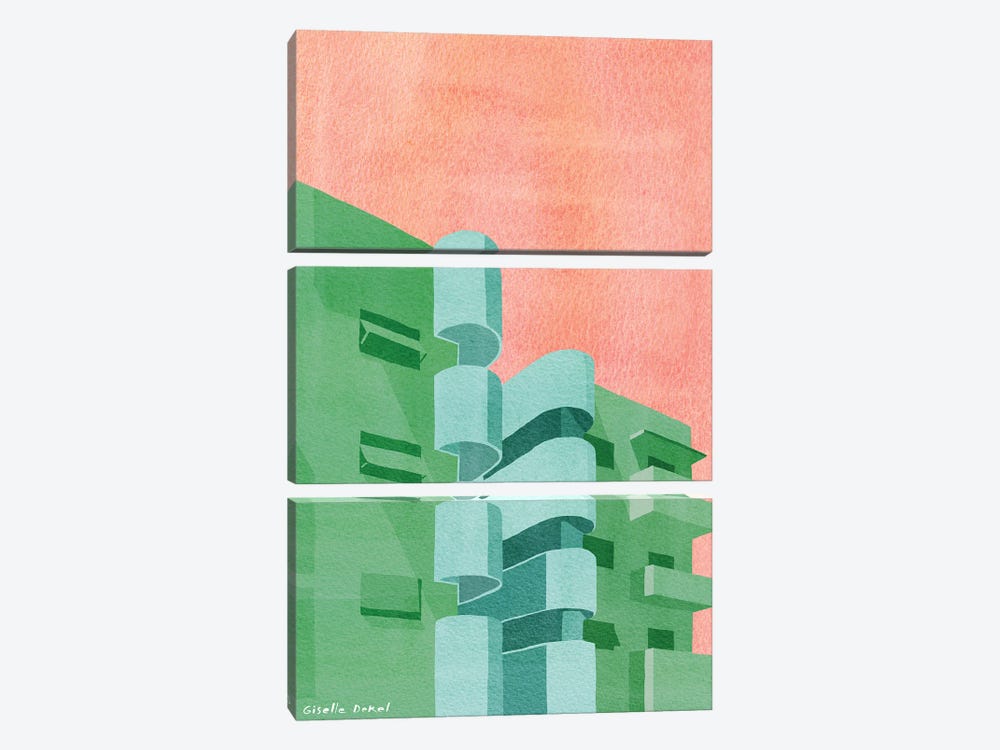 Green Bauhaus by Giselle Dekel 3-piece Art Print