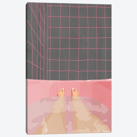 Pink Bathroom Canvas Print #GSD83} by Giselle Dekel Canvas Wall Art