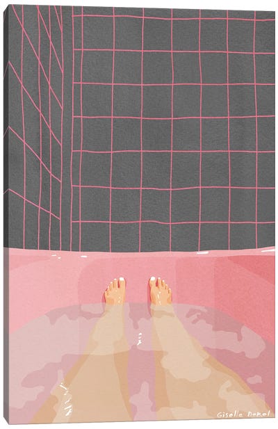 Pink Bathroom Canvas Art Print - Legs