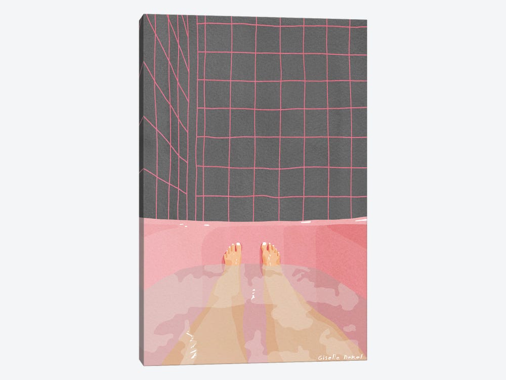 Pink Bathroom by Giselle Dekel 1-piece Canvas Print
