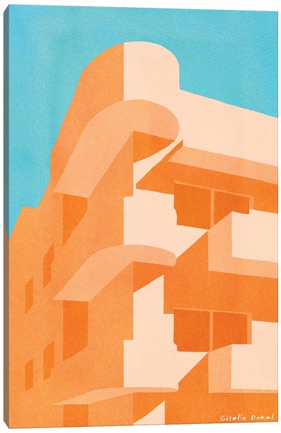 Orange Bauhaus Canvas Art Print - Giselle Dekel
